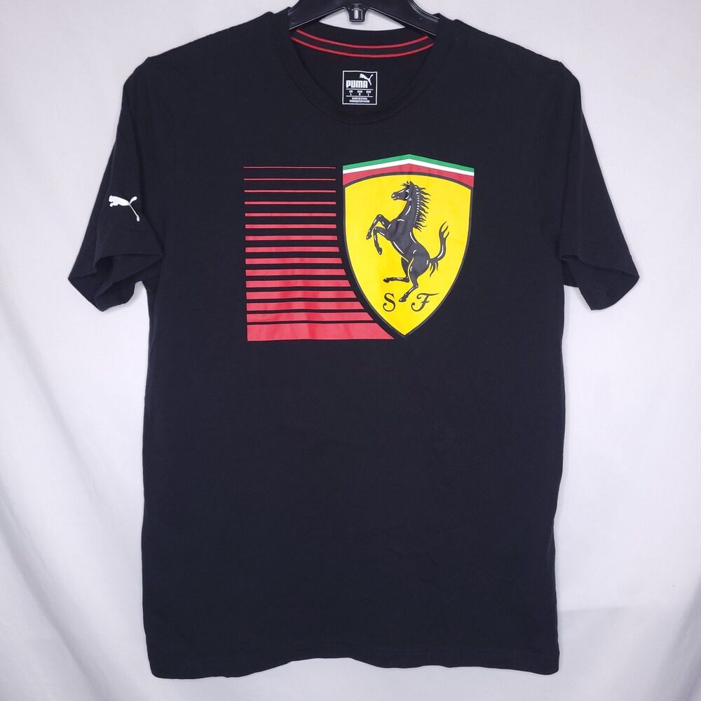 Puma Ferrari T Shirt Mens Large Black Short Sleeve